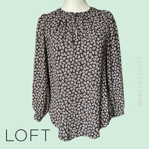 LOFT Paisley-Style Long Sleeve Blouse. Size XSP. Excellent used condition.